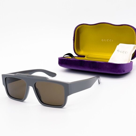 NEW GG1460S 003 GUCCI UNISEX GRAY BROWN SUNGLASSES GUCCI - Picture 2 of 11